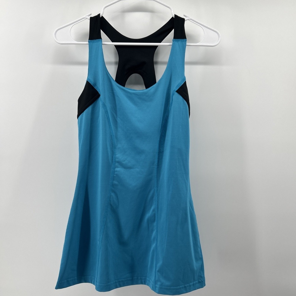 Zumba Tank Top Tunic Bra Women's Medium Teal Aqua Black Activewear Razorback
